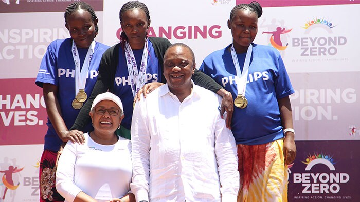 Pregnant women unite at the “Beyond Zero Marathon” to shine the spotlight on preventable maternal and infant deaths in Kenya